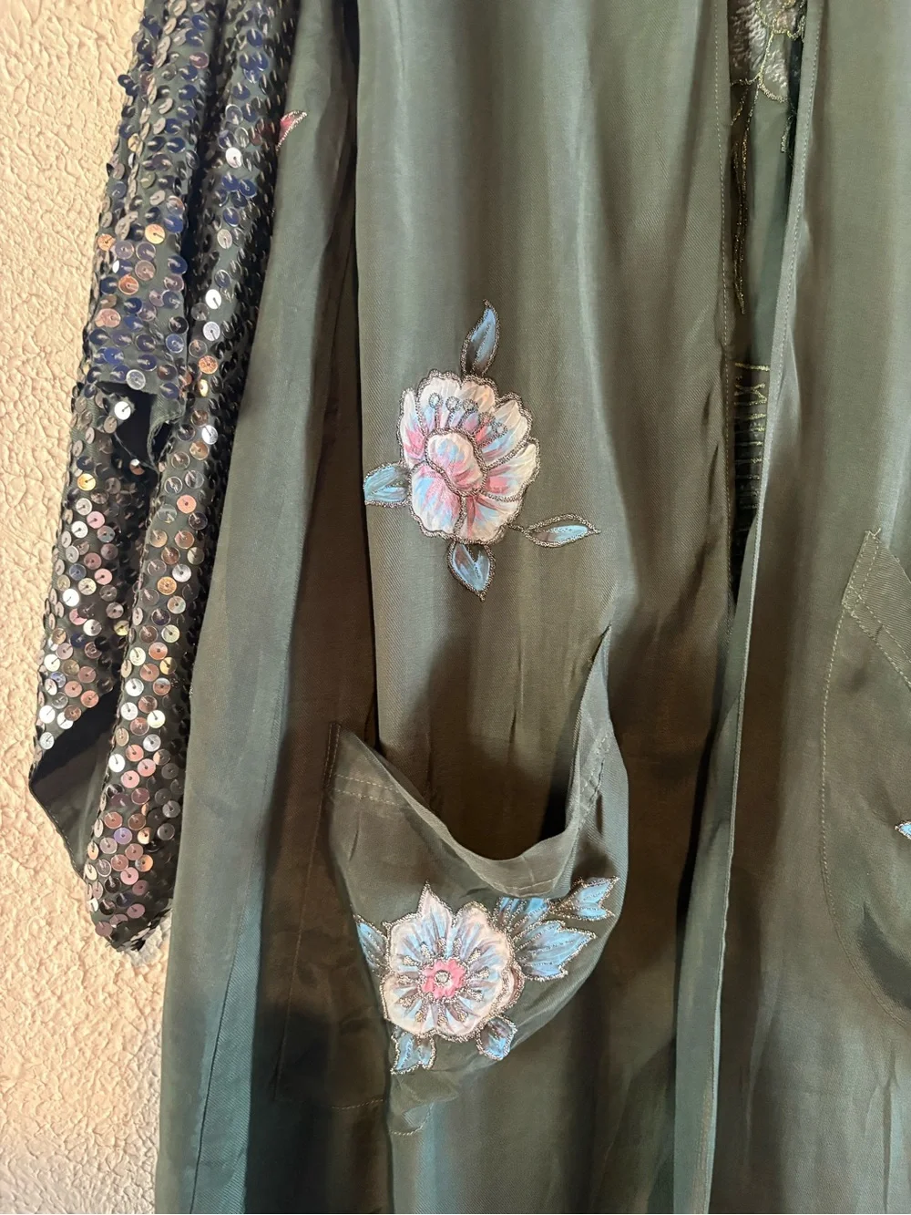 Free People Dark Green Sequined Kimono